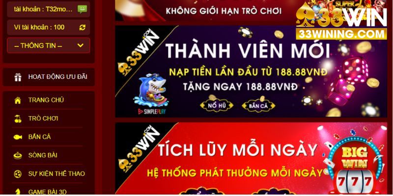 Nhận ưu đãi thành viên mới 33Win theo trình tự đơn giản